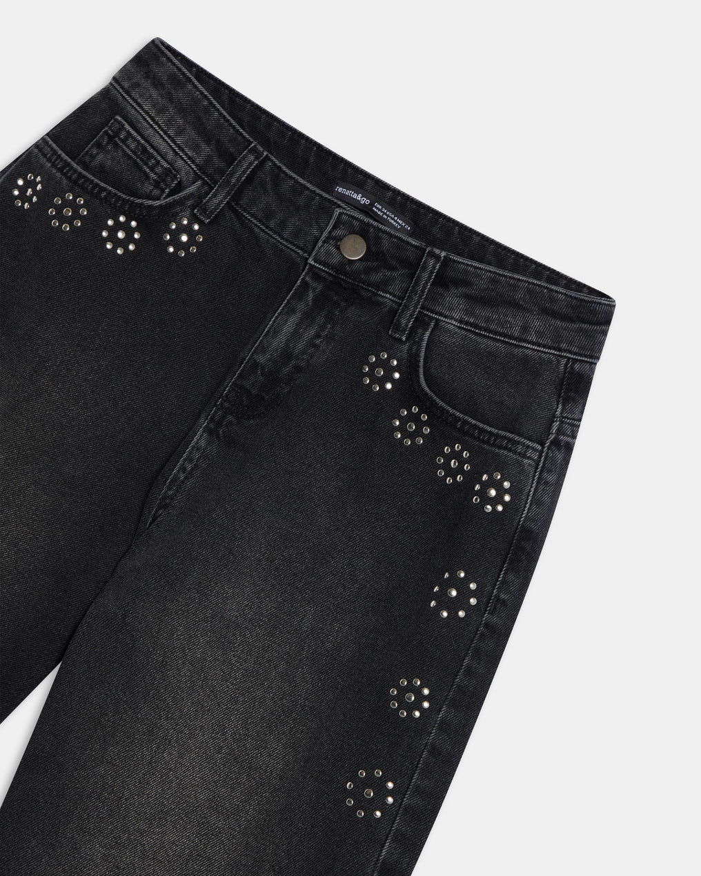 Studded Floral Jeans - Black