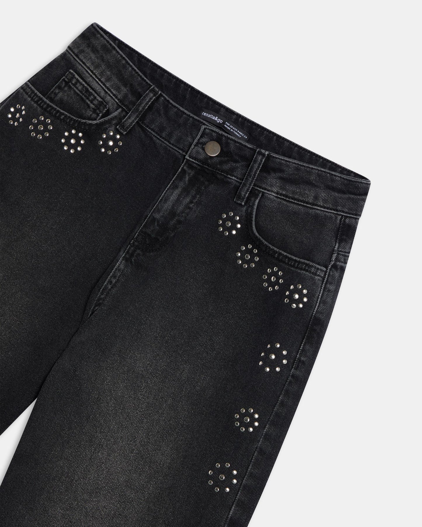 Studded Floral Jeans - Black
