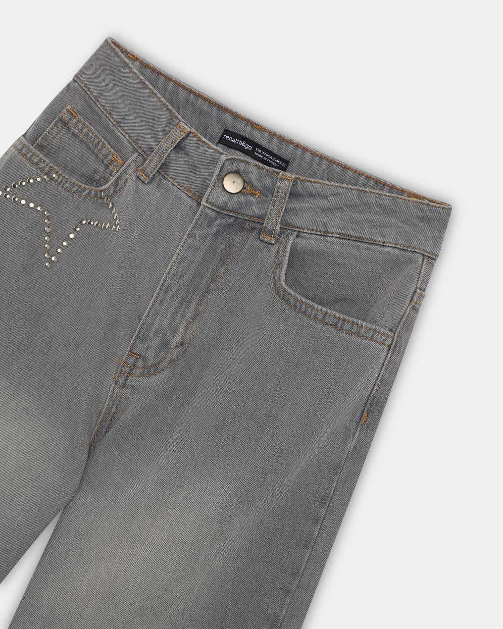 Jeans Tachas Estrelas Cinzento