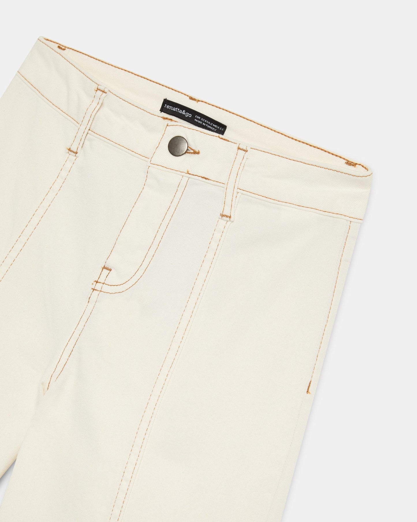 Jeans Costura Pespontos Branco