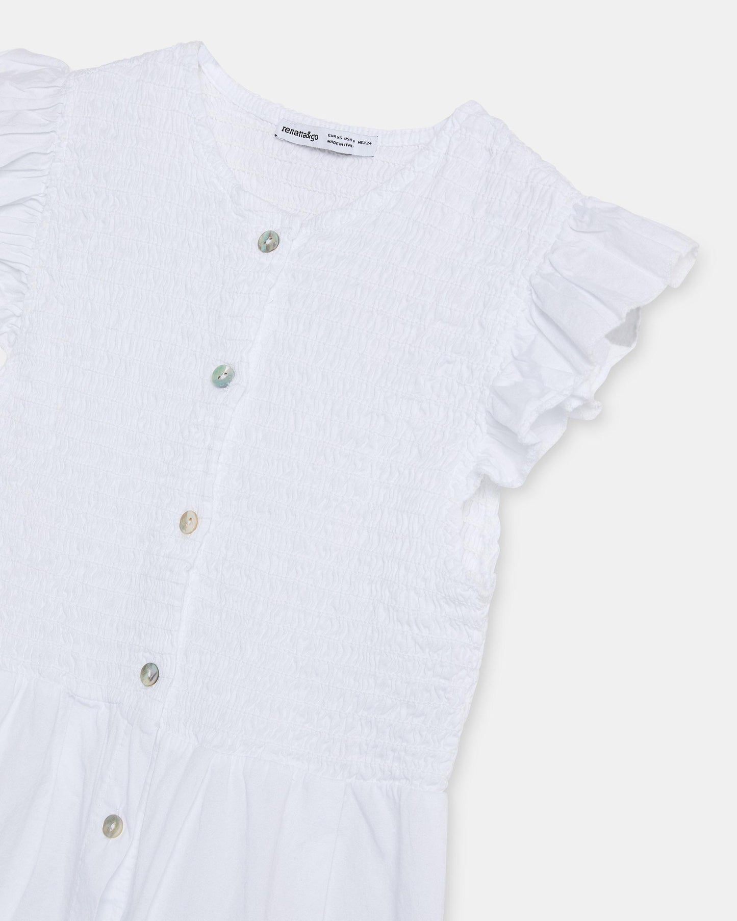 Blusa Ninho de Abelha Botões Frente Branca