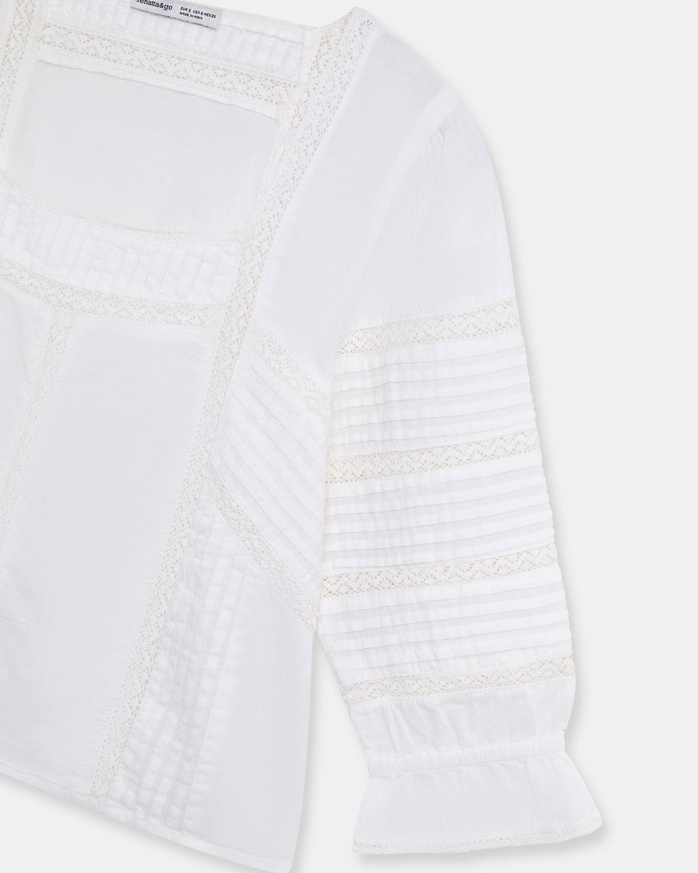 Blouse Col Carré Dentelles Blanc