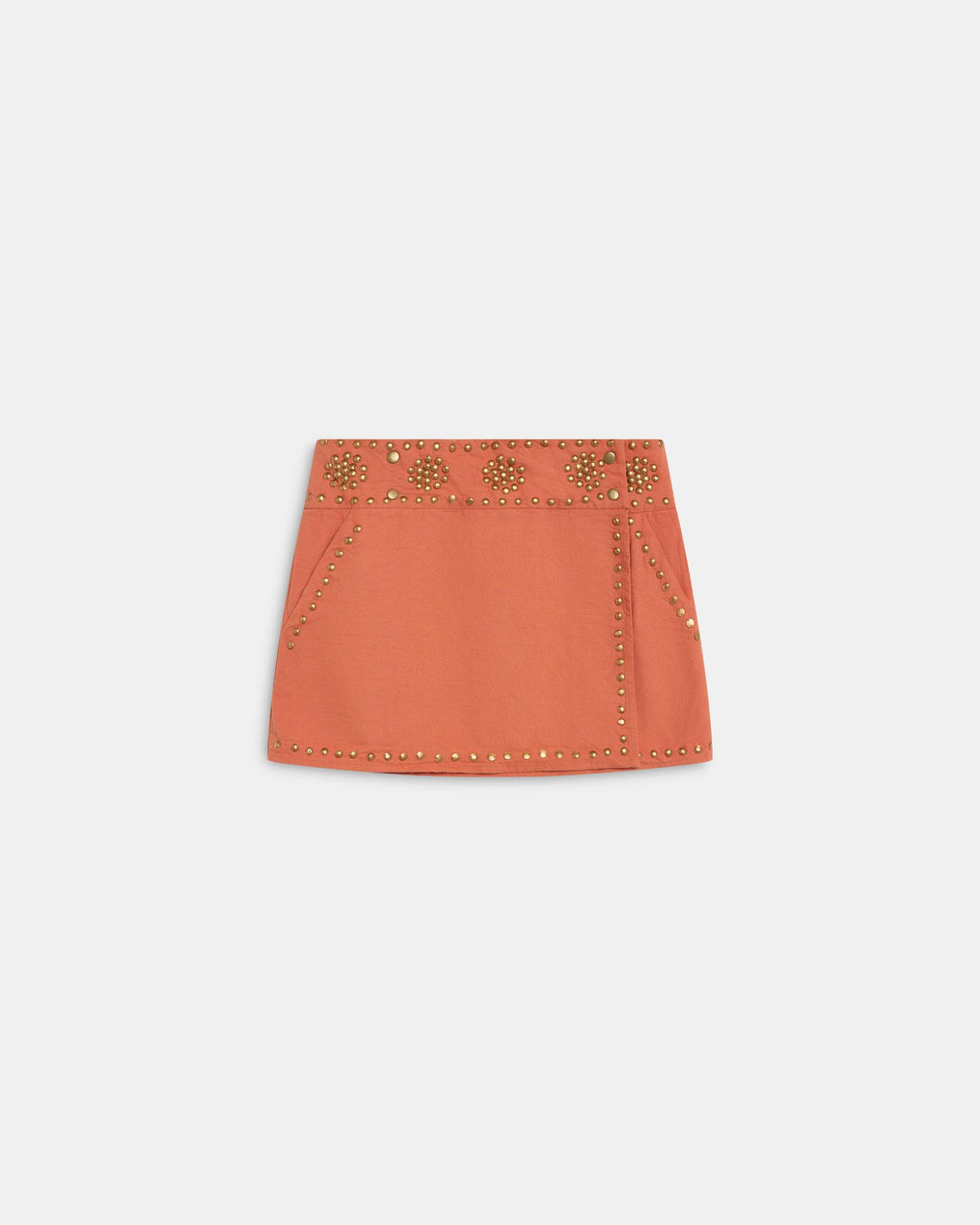 Orange Canvas Studded Mini Skirt