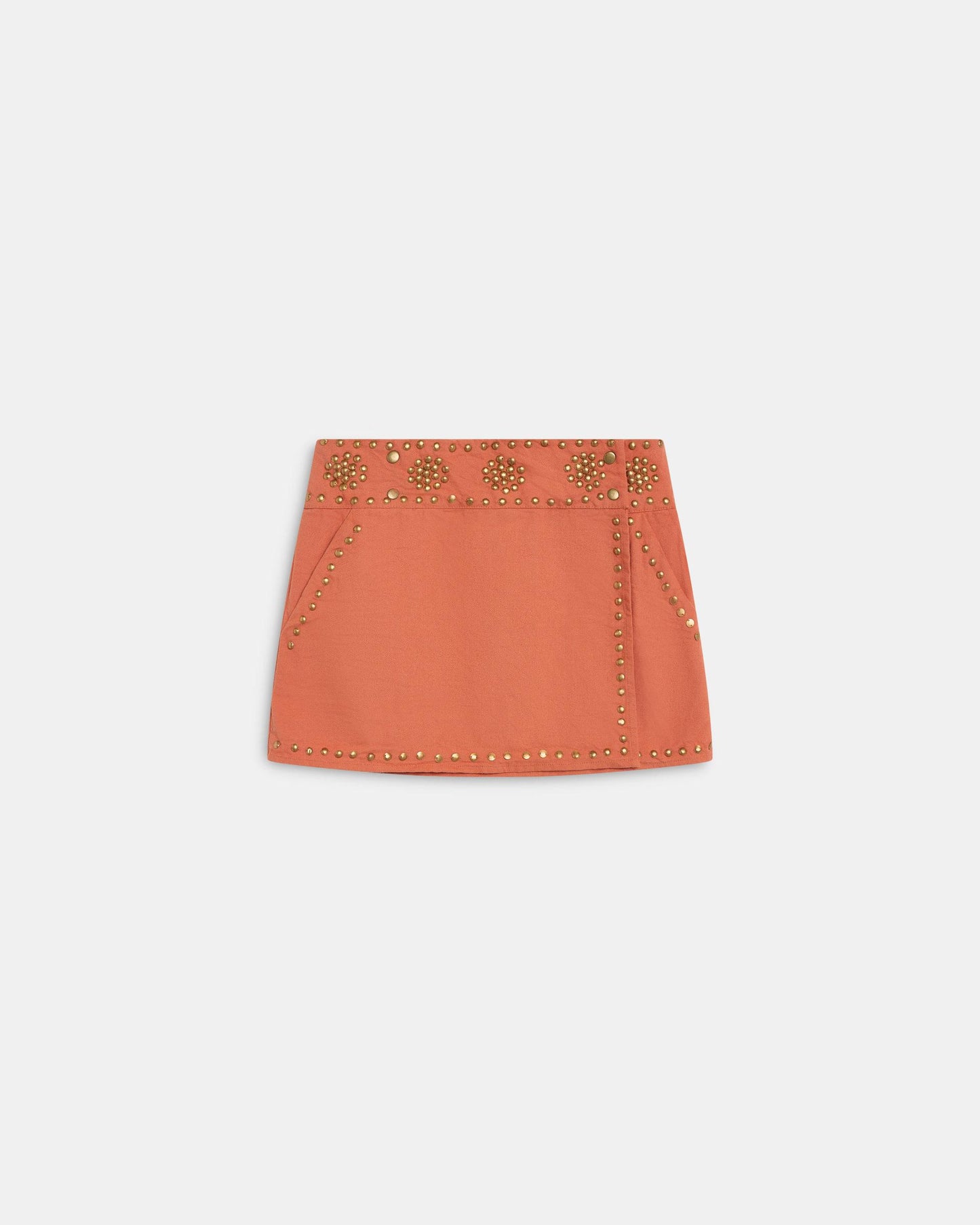 Orange Canvas Studded Mini Skirt