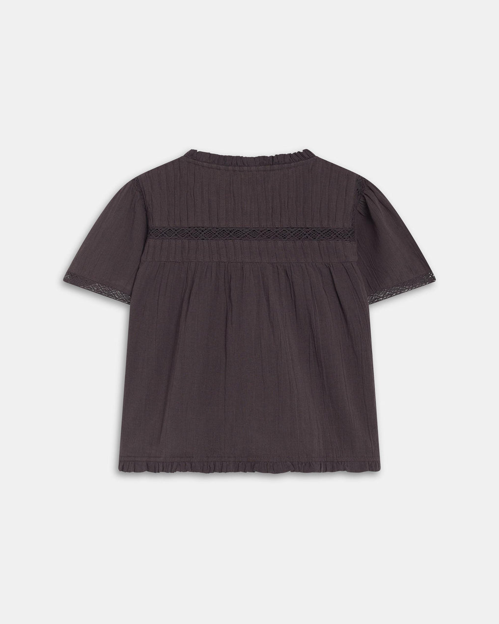 Blusa Manga Curta Rendas Antracite