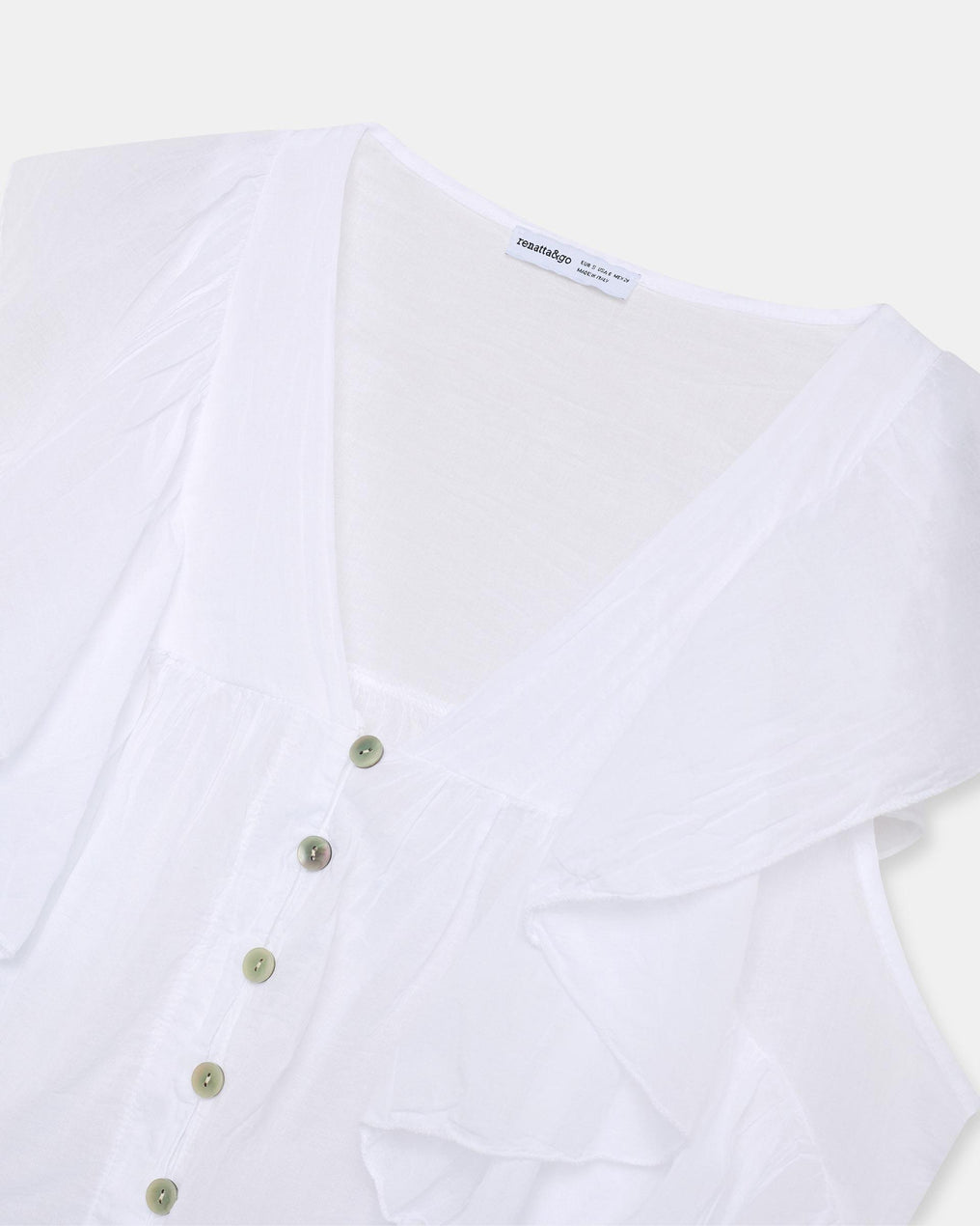 Blusa Botones Volantes Blanca