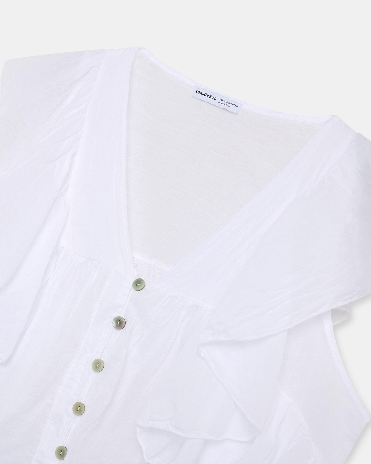 Blusa Botones Volantes Blanca