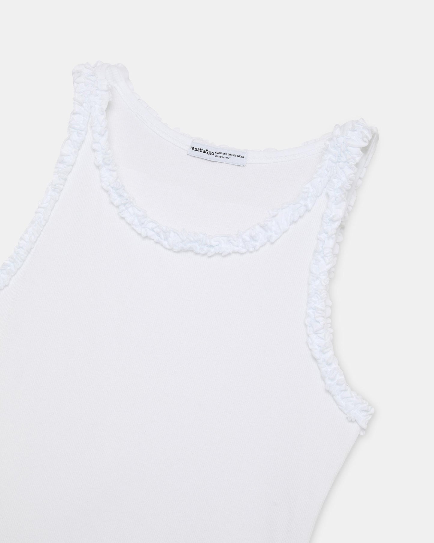 White Ruffle Tank Top