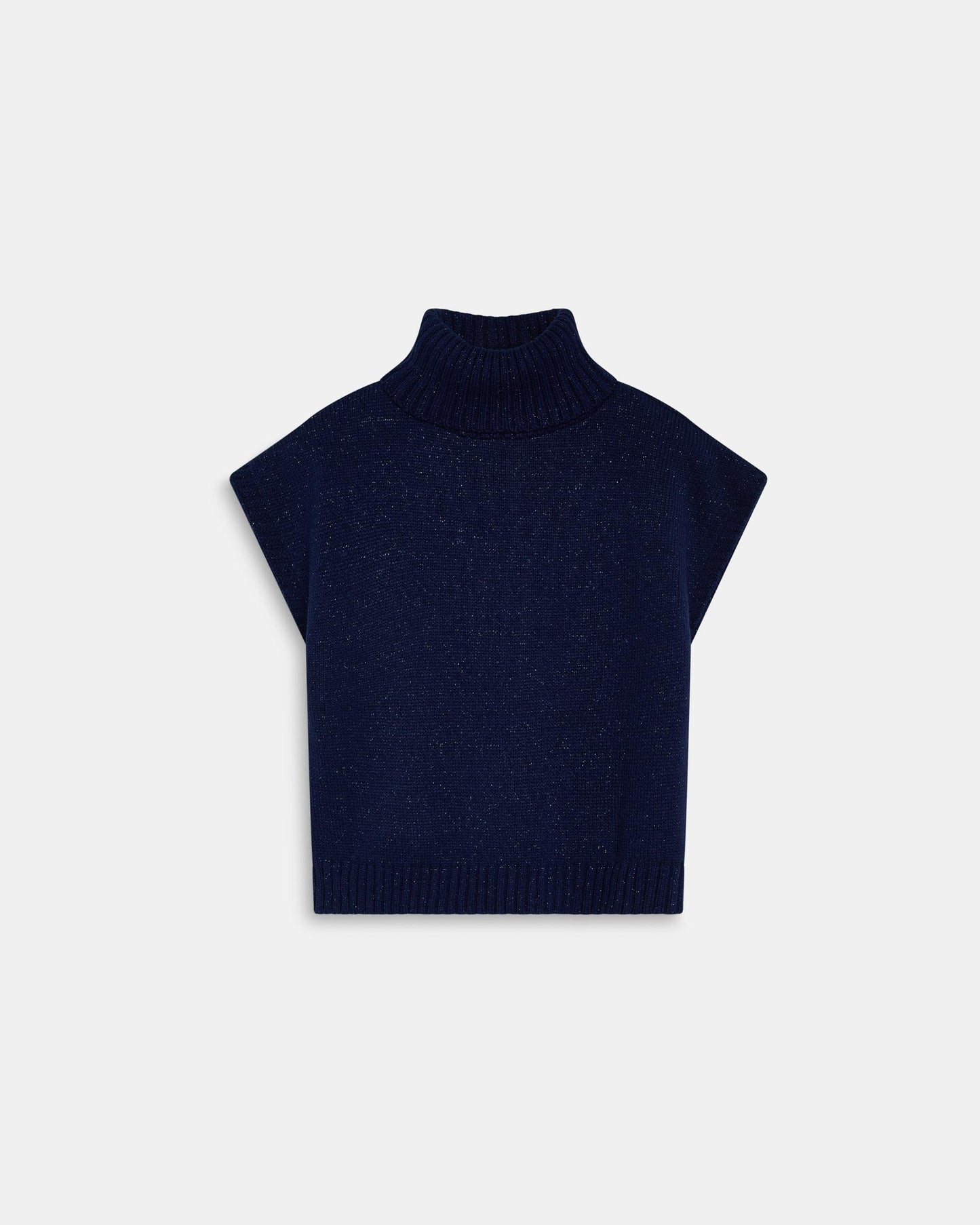Chaleco Cuello Vuelto Lurex Azul Marino