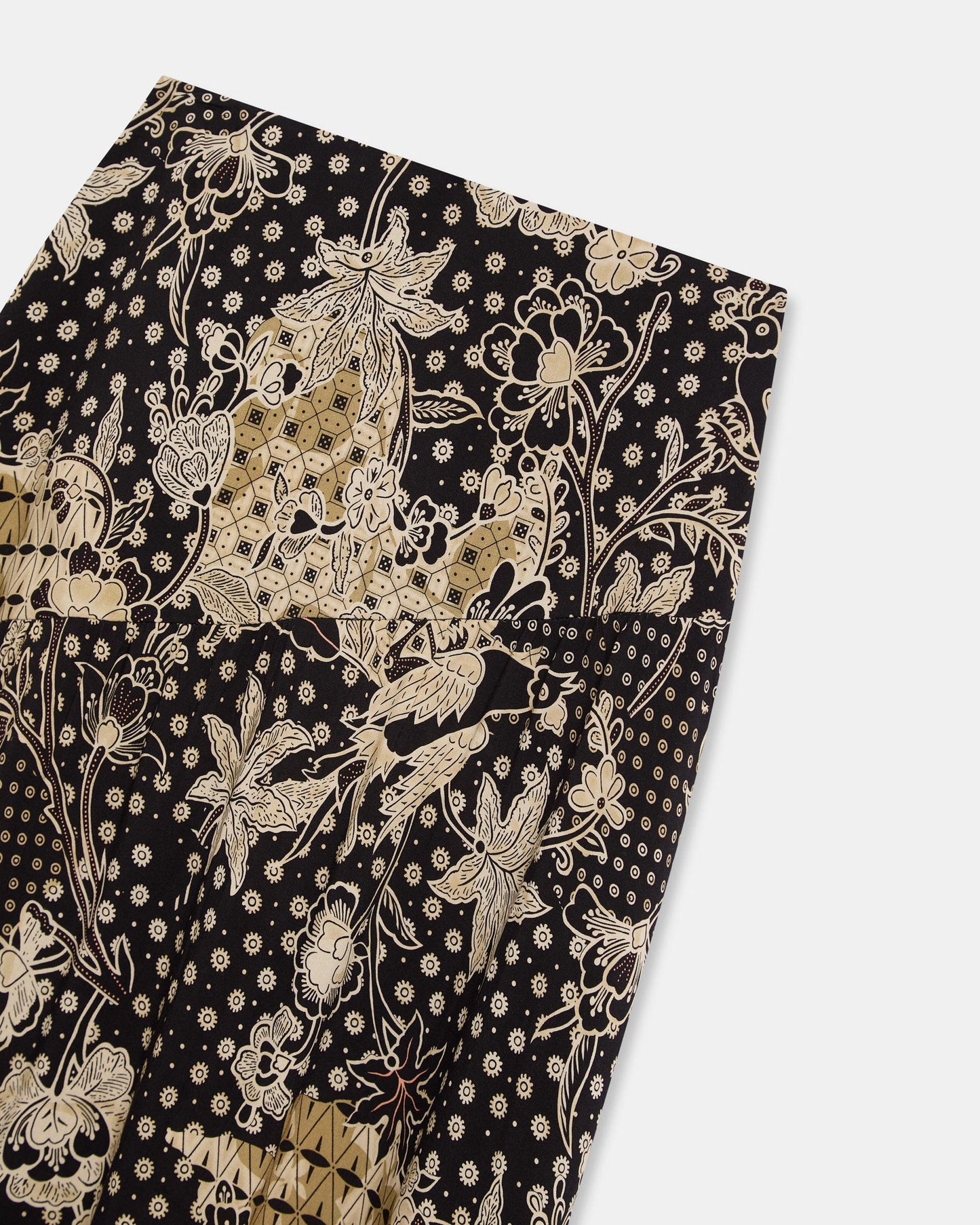 Jupe Couture Diagonal Imprimé Floral Noir
