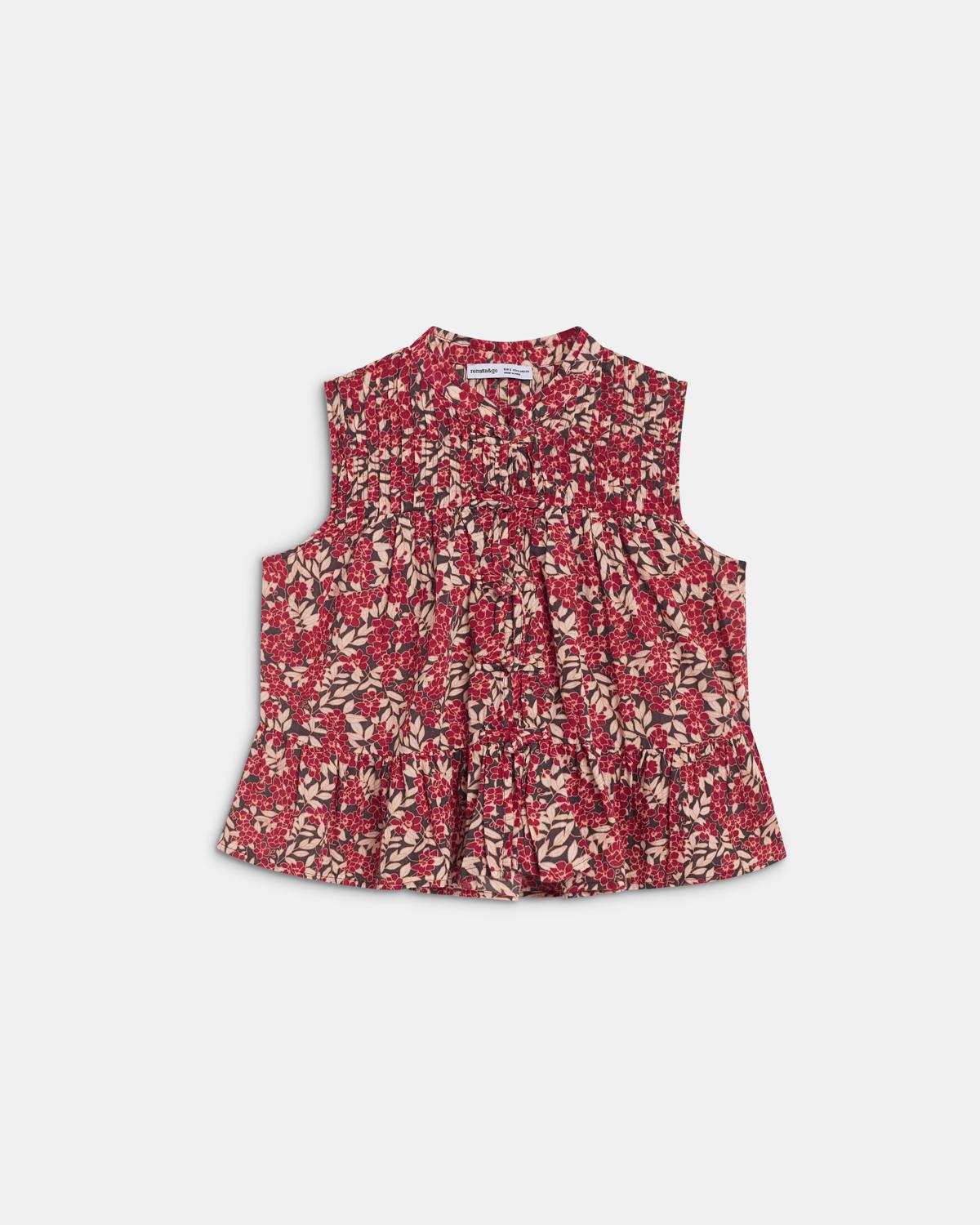 Blusa Sin Mangas Alamares Estampada Granate