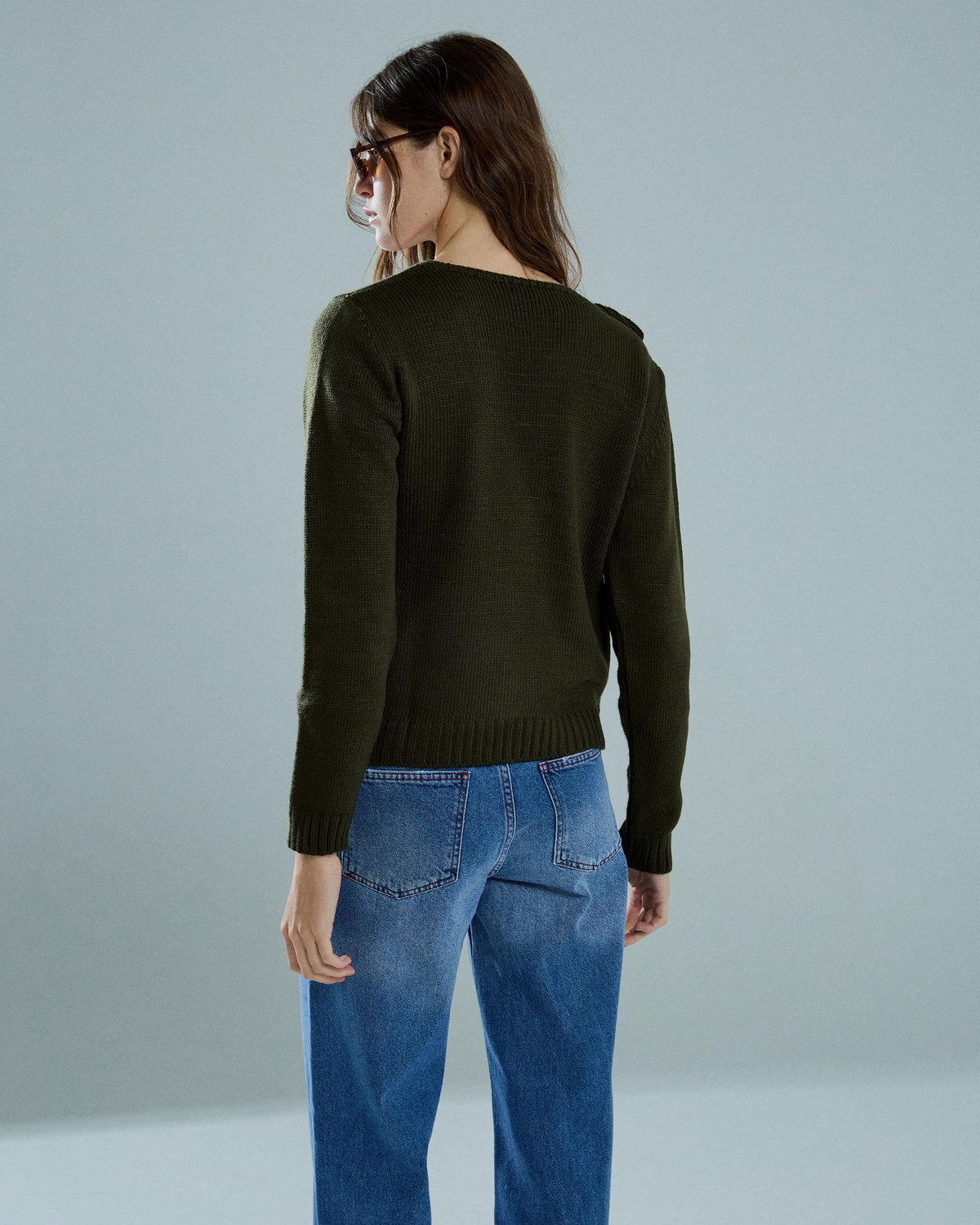 Chaqueta Cruzada Volante Verde Oscuro