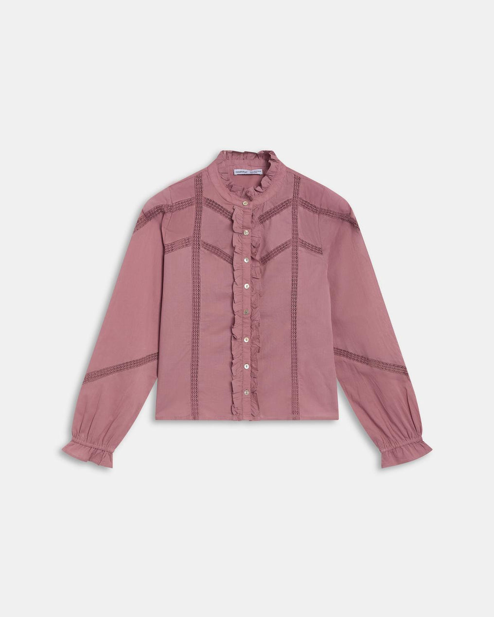 Blouse Dentelle Volant Avant Rose