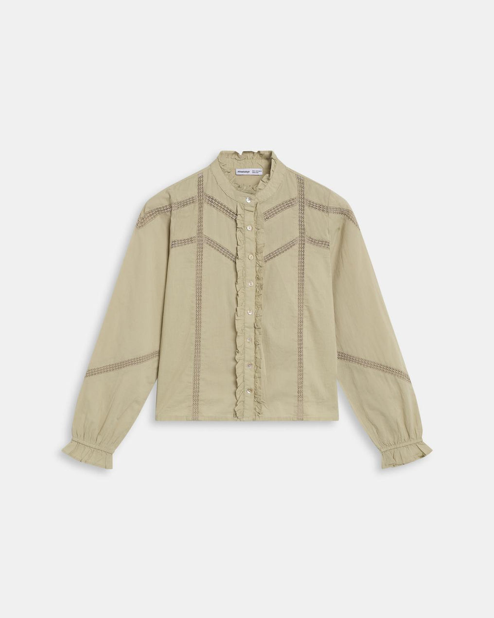 Blouse Dentelle Volant Avant Vert
