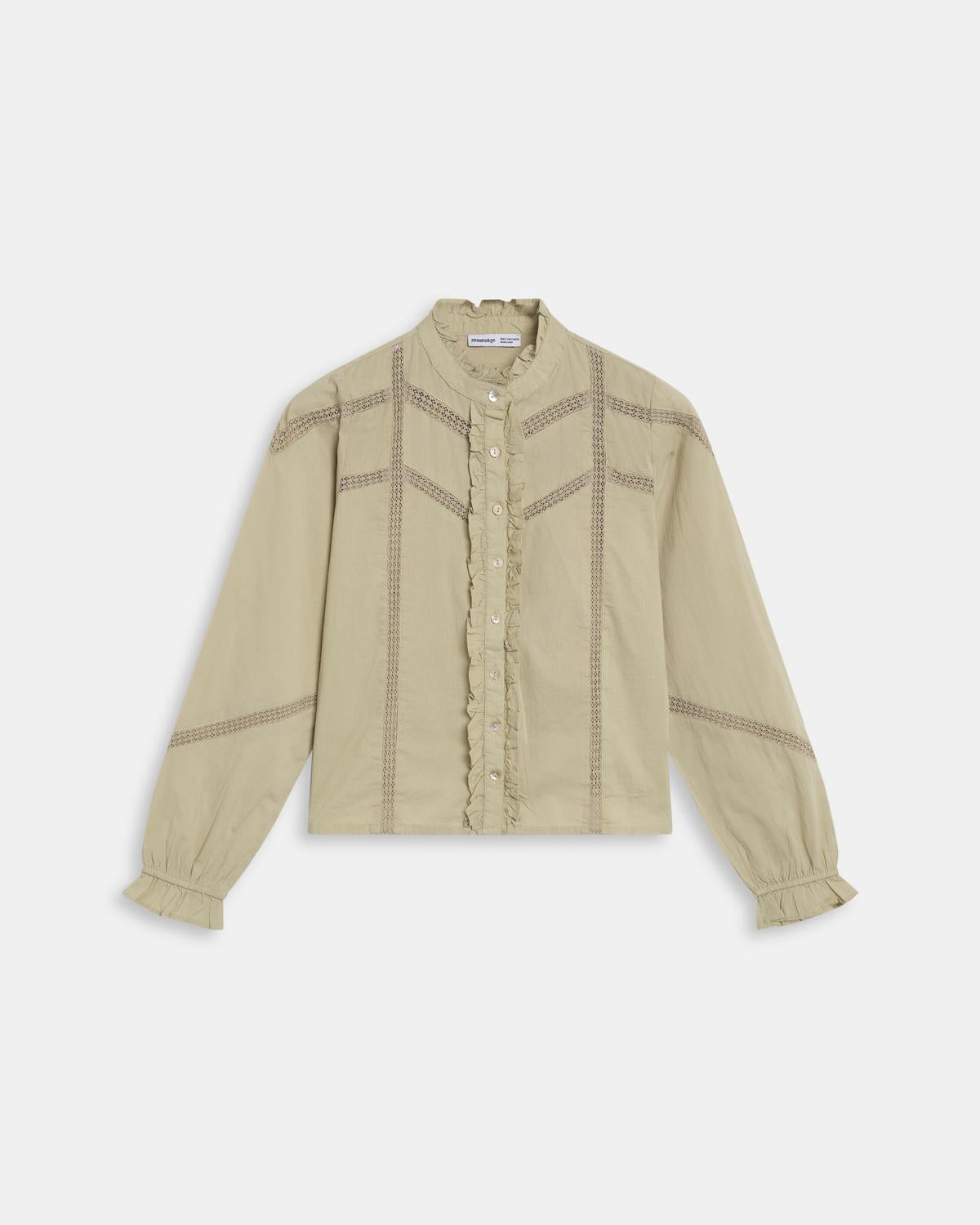 Blouse Dentelle Volant Avant Vert