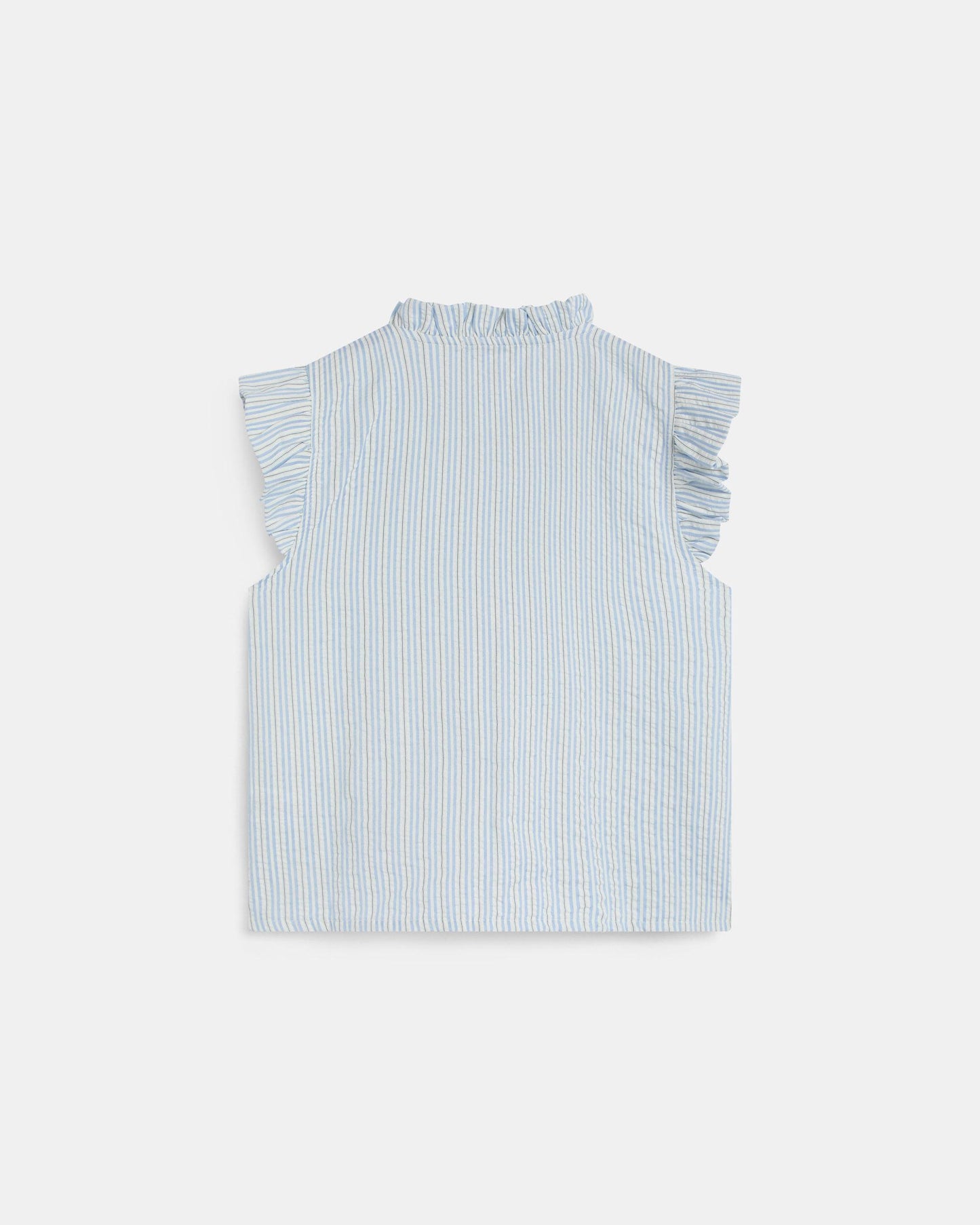Blusa Sin Mangas Volantes Rayas Azul