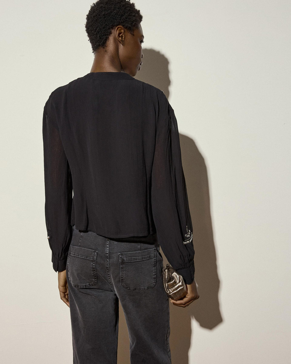 Blusa De Manga Larga Detalle Delantero Antracita
