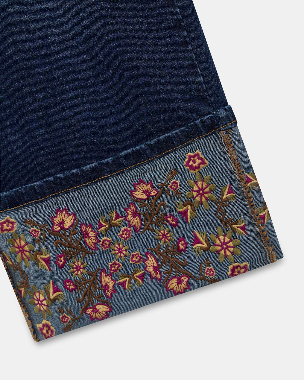 Jeans Bajo Bordados Azul