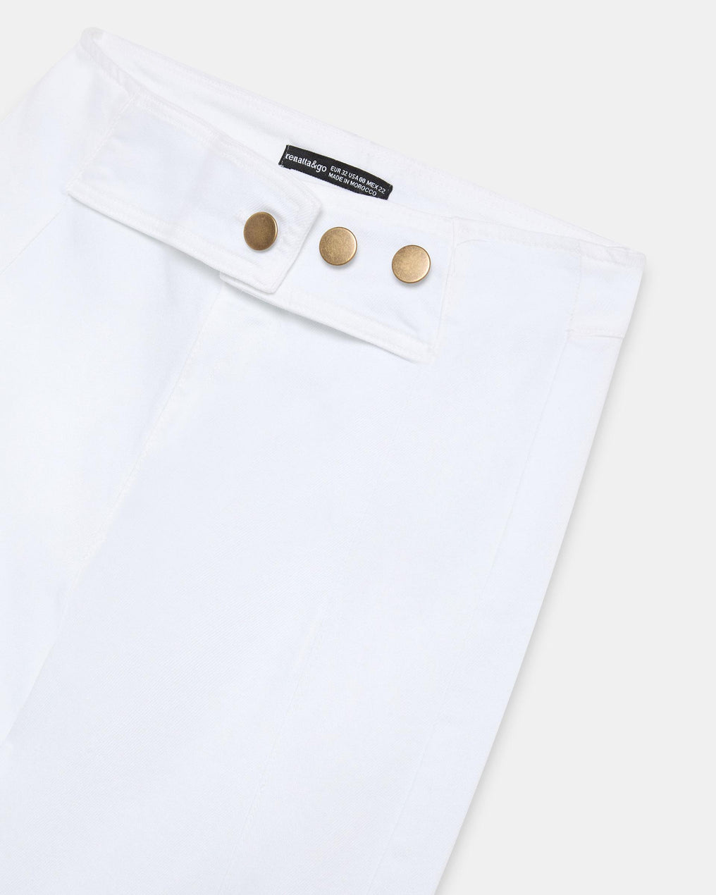 Jeans Taille Pièce Boutons Blanc