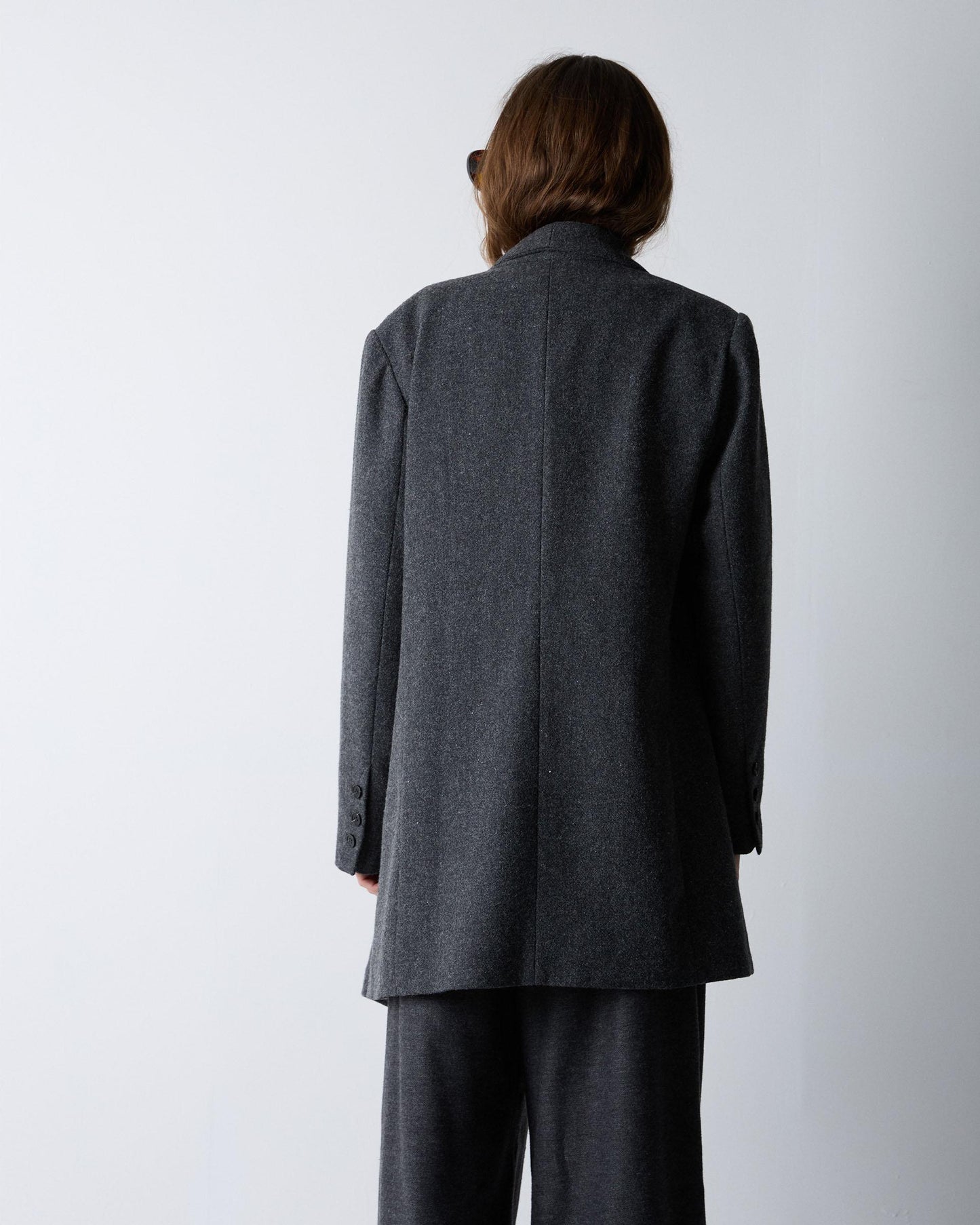Abrigo Paño Solapa Mezcla Lana Gris