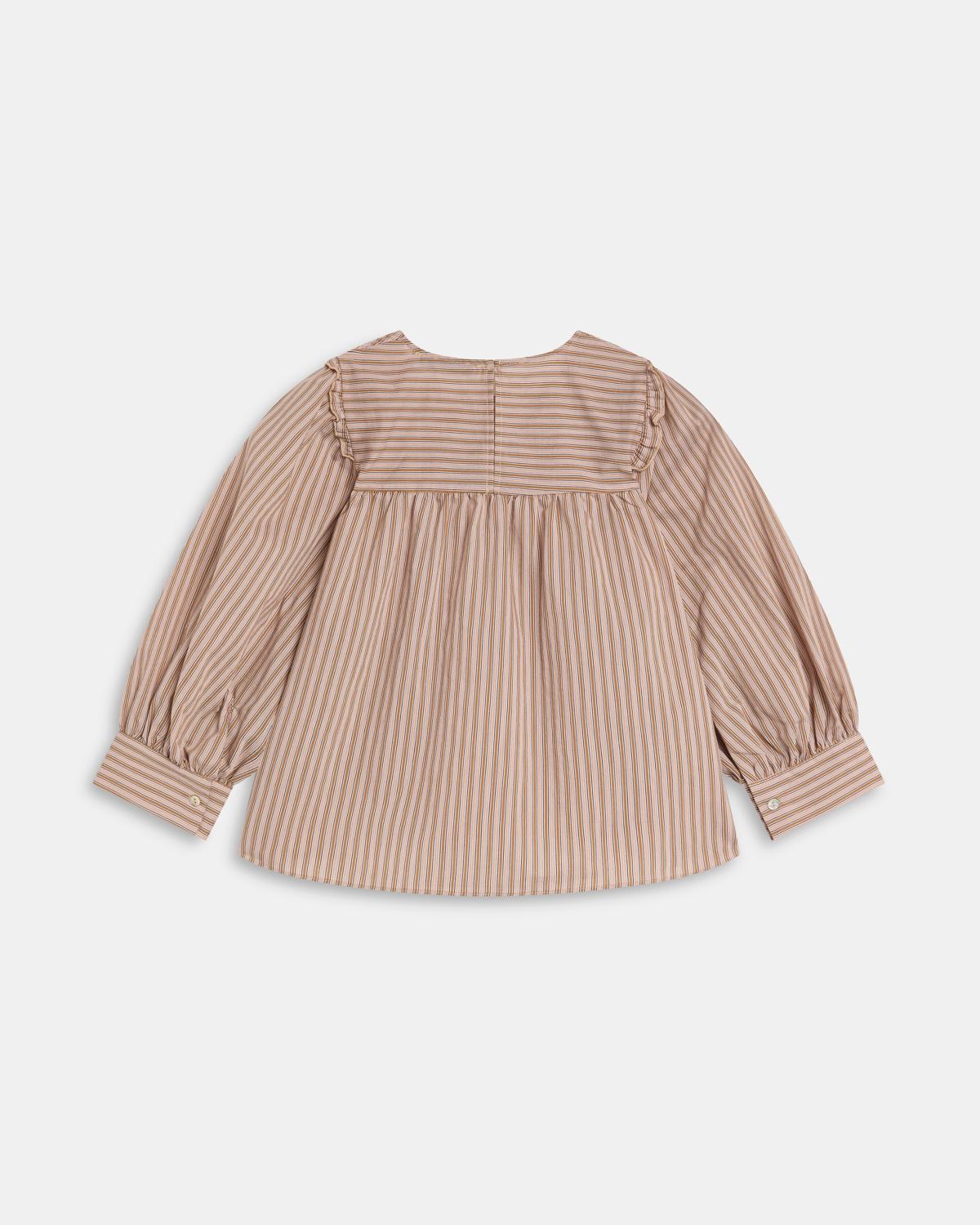 Blouse Rose à Rayures et Empiècement