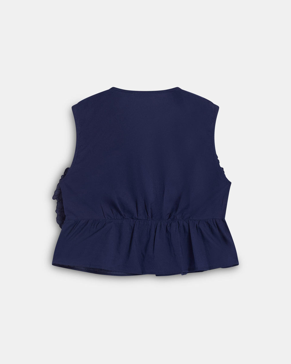 Top Embroidered Flowers Navy Blue