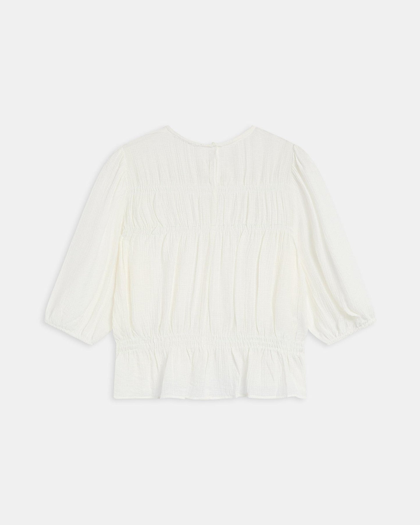 Blouse Élastiques Manche Française Blanc