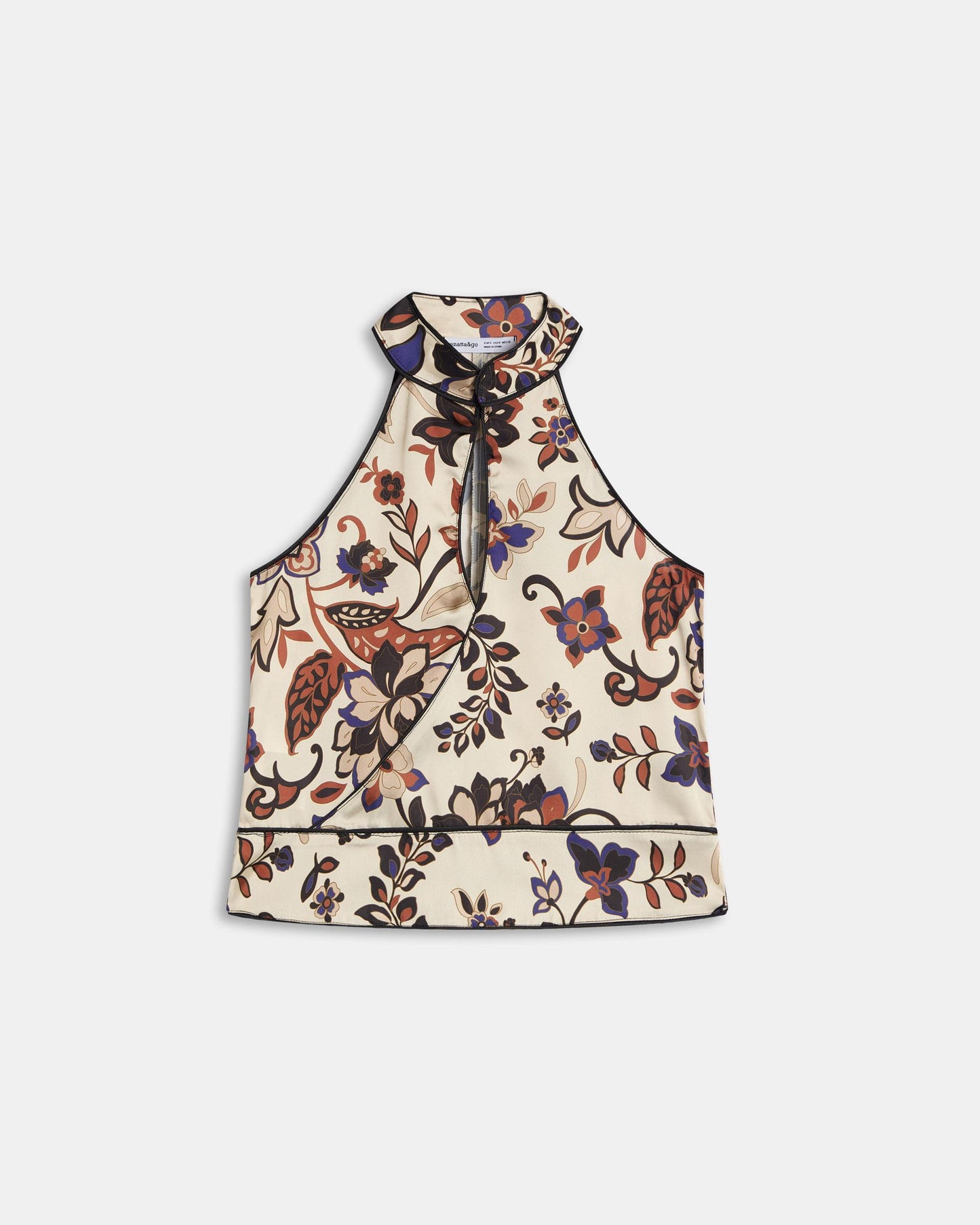 Top Cuello Subido Lágrima Estampado Floral Crudo