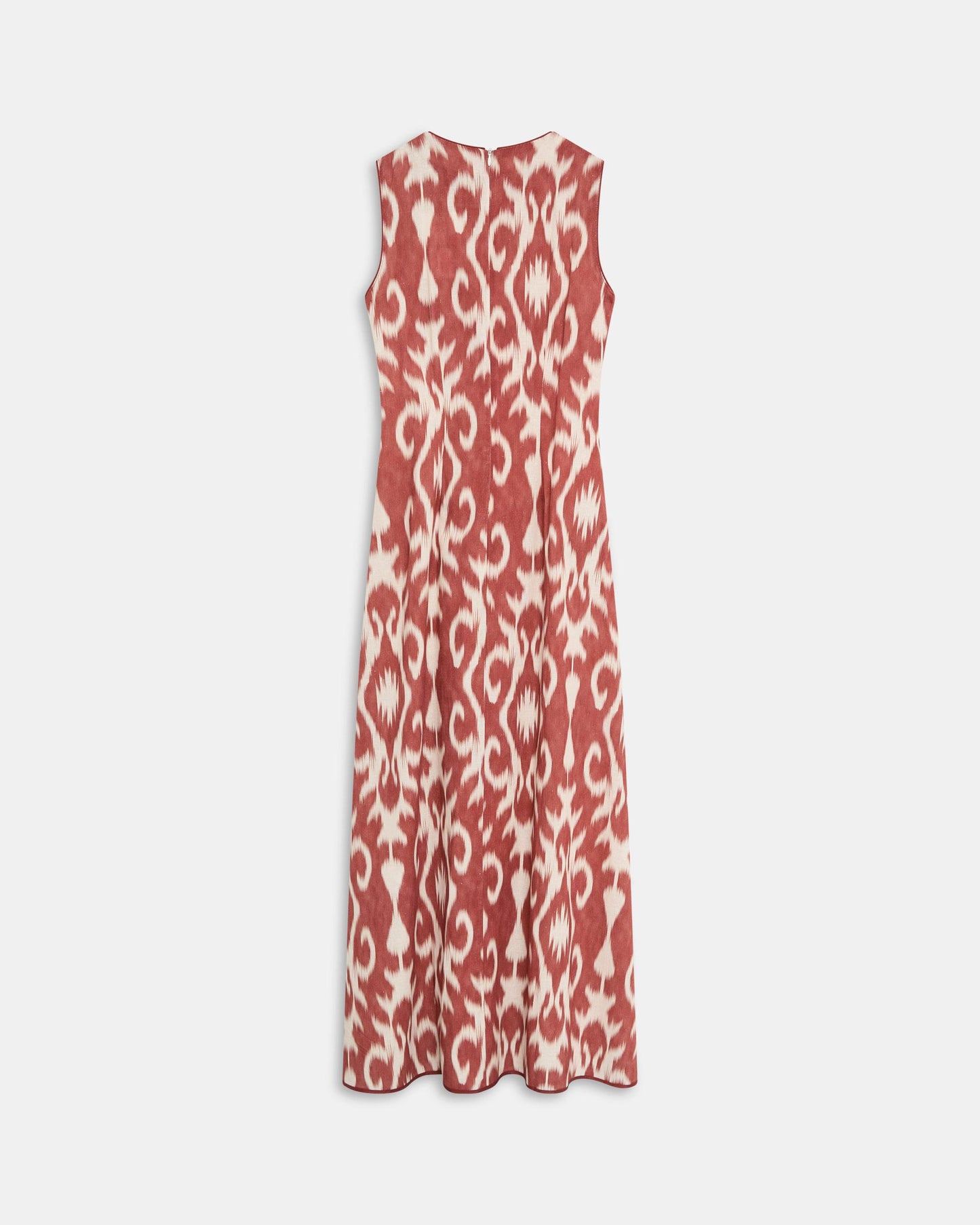 Ethnic Print Sleeveless Terracotta Dress