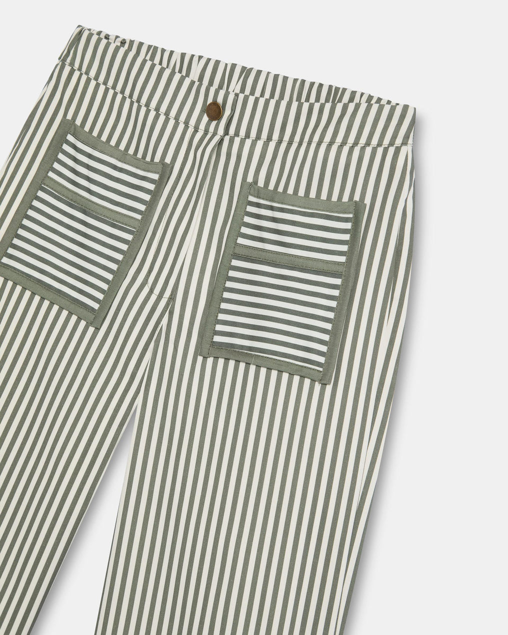 Striped Jeans with Contrast Green Pockets
