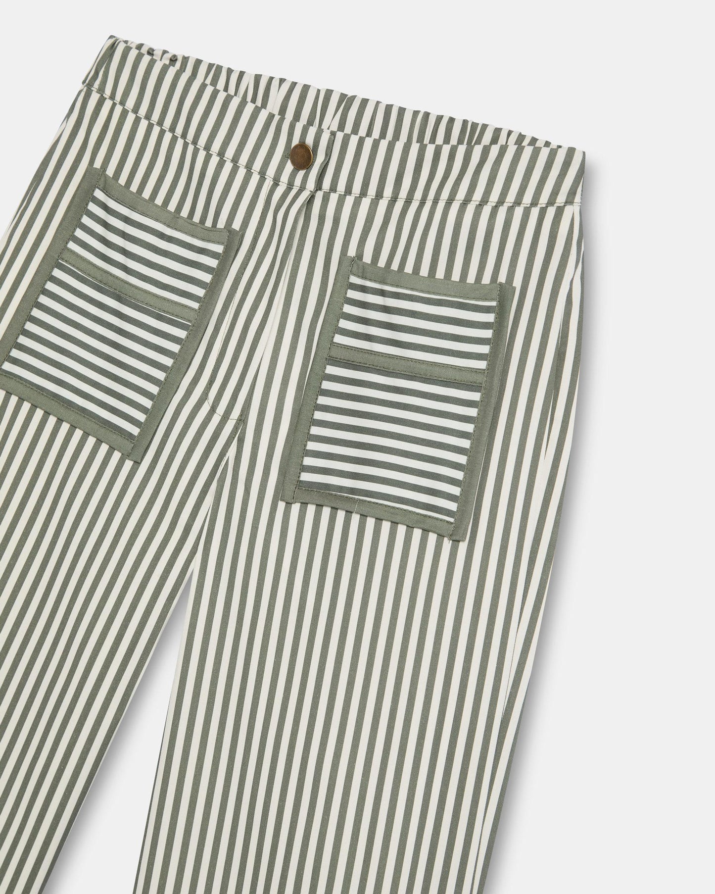 Striped Jeans with Contrast Green Pockets