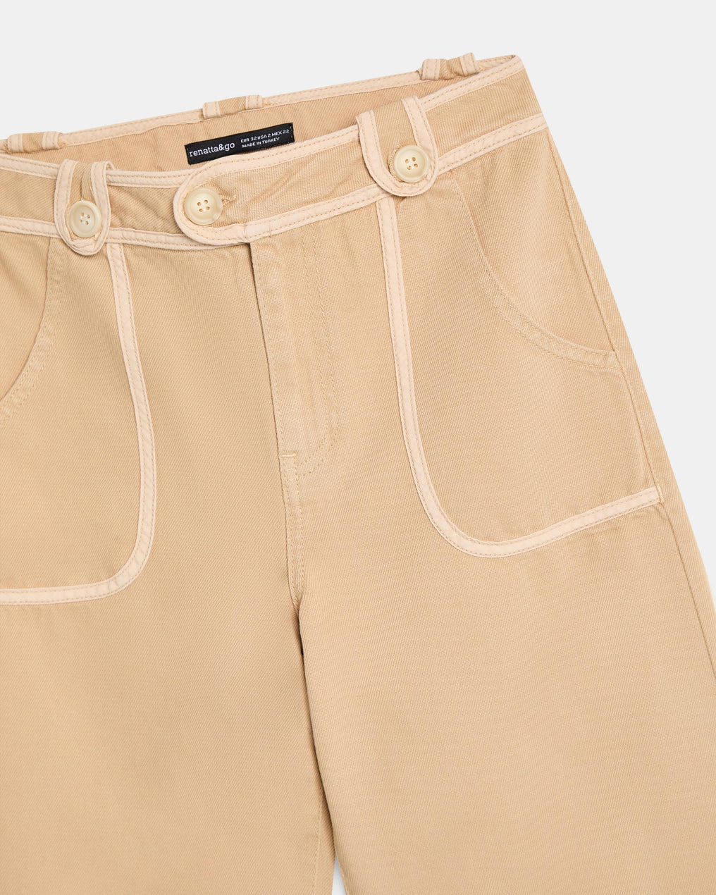Jeans Vivo Contraste Bege