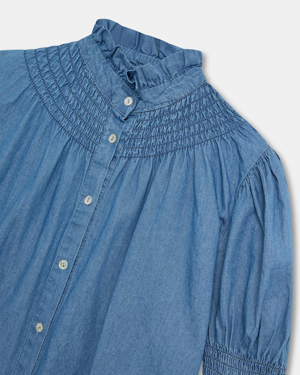Blusa Manga Corta Tipo Denim Azul Jeans