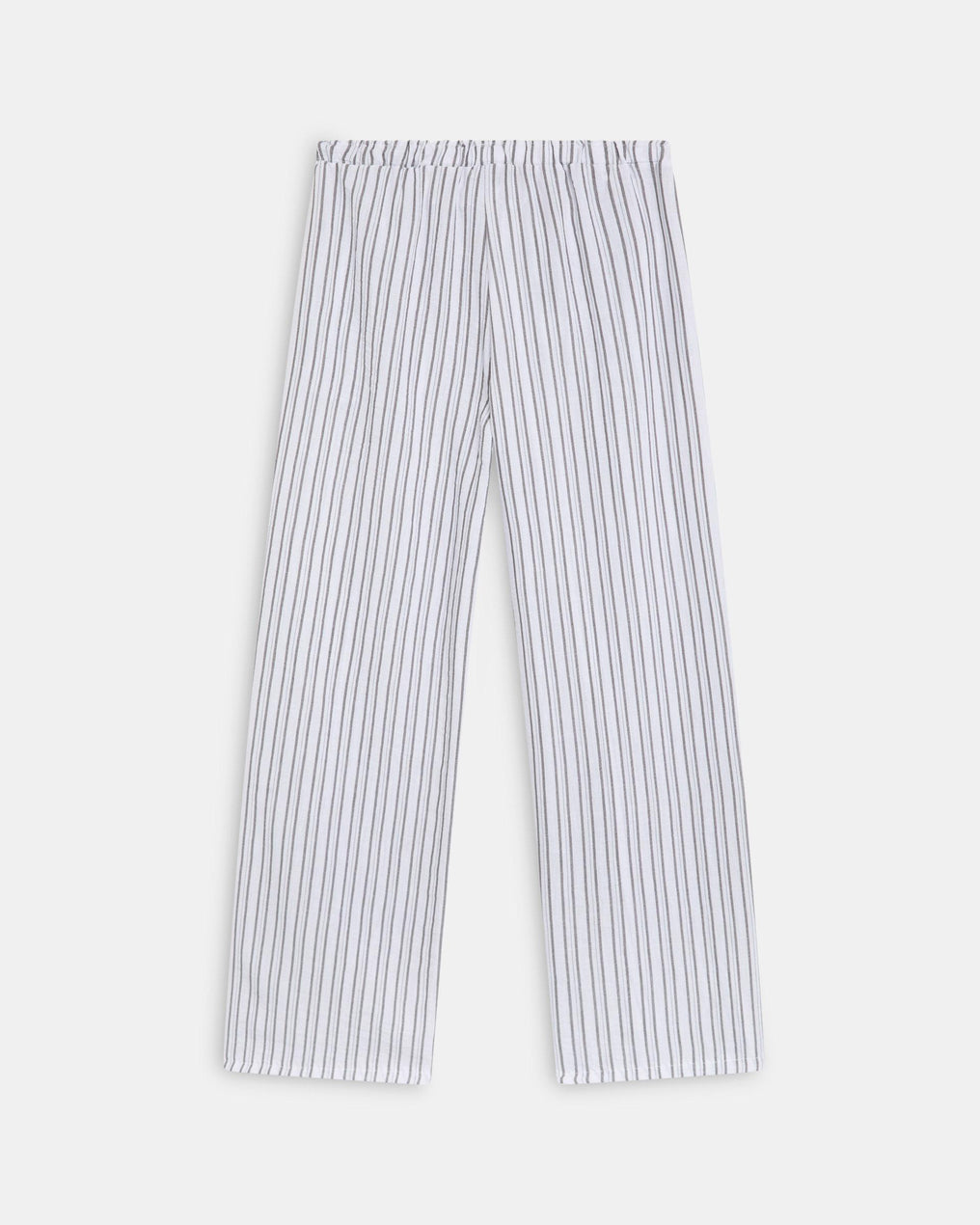 Calças Fluidas Riscas Cós com Laçada Branco