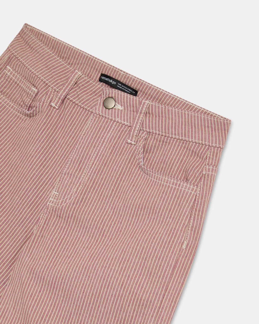 Jeans às Riscas Cor de Rosa