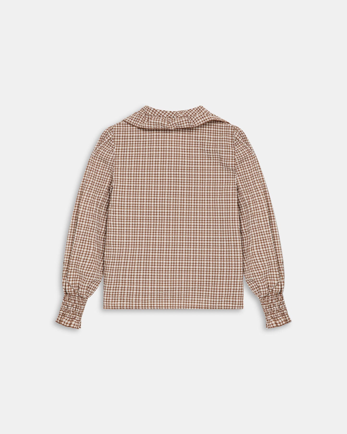 Blusa Folho Gola Vichy Castanho