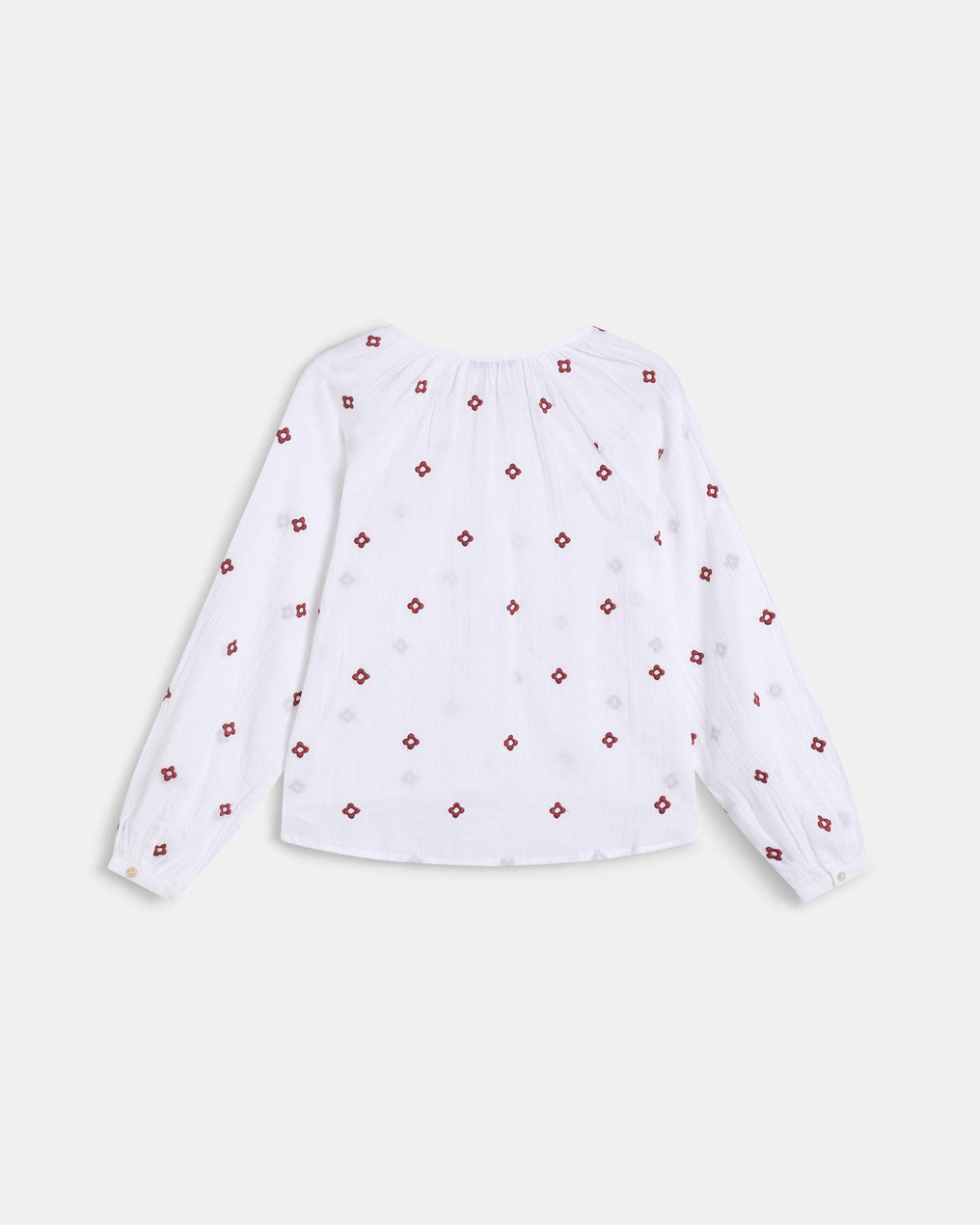 White Floral Embroidered Blouse