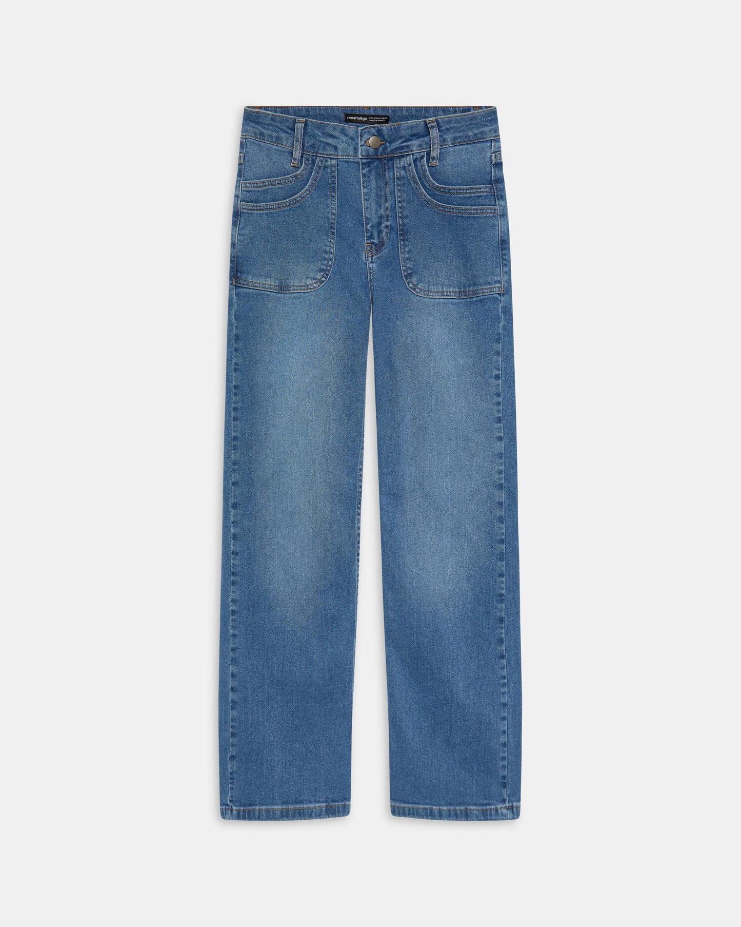 Jeans Cós Duplo Bolso Azul