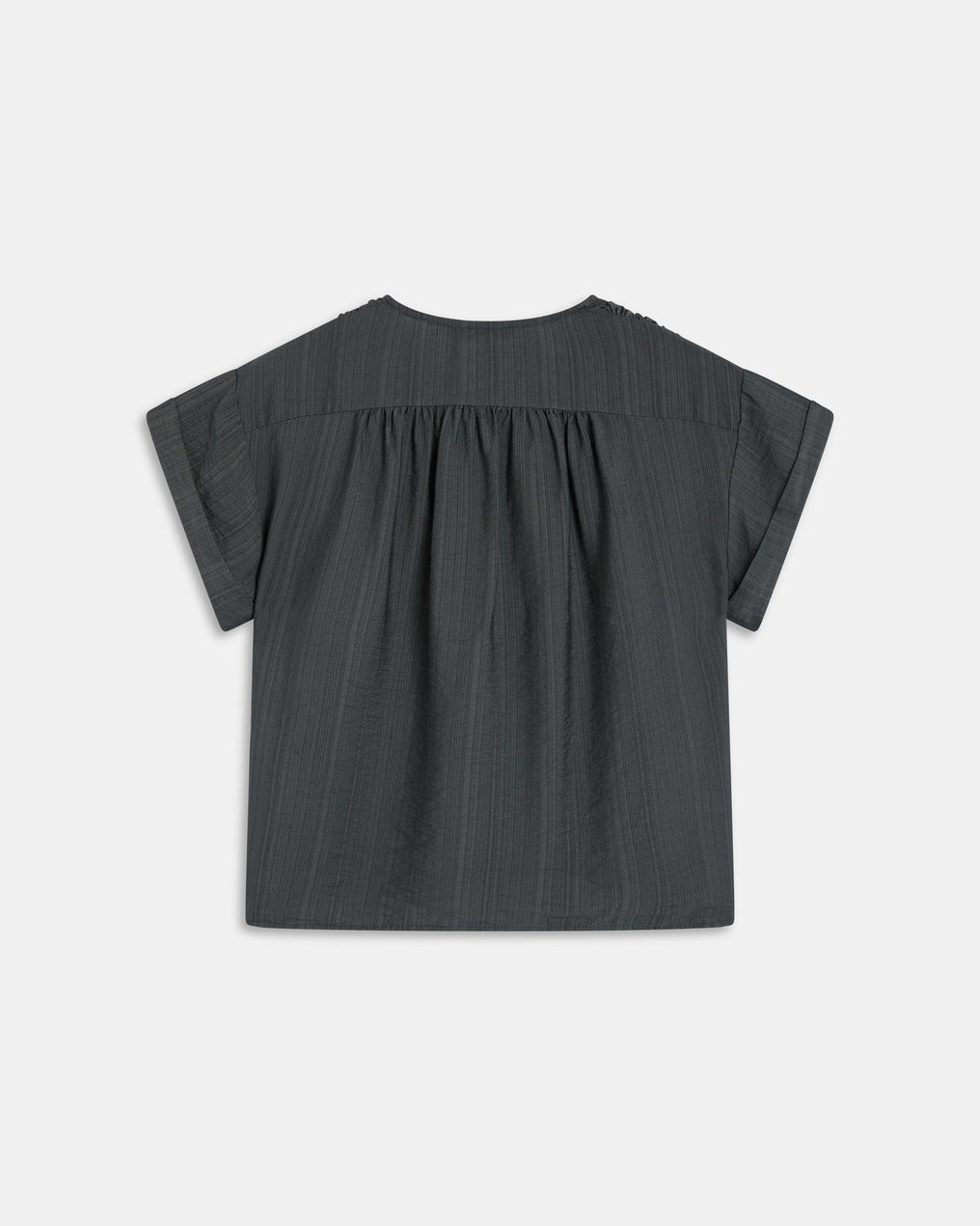 Blusa Fluida Escote Pico Botones Antracita
