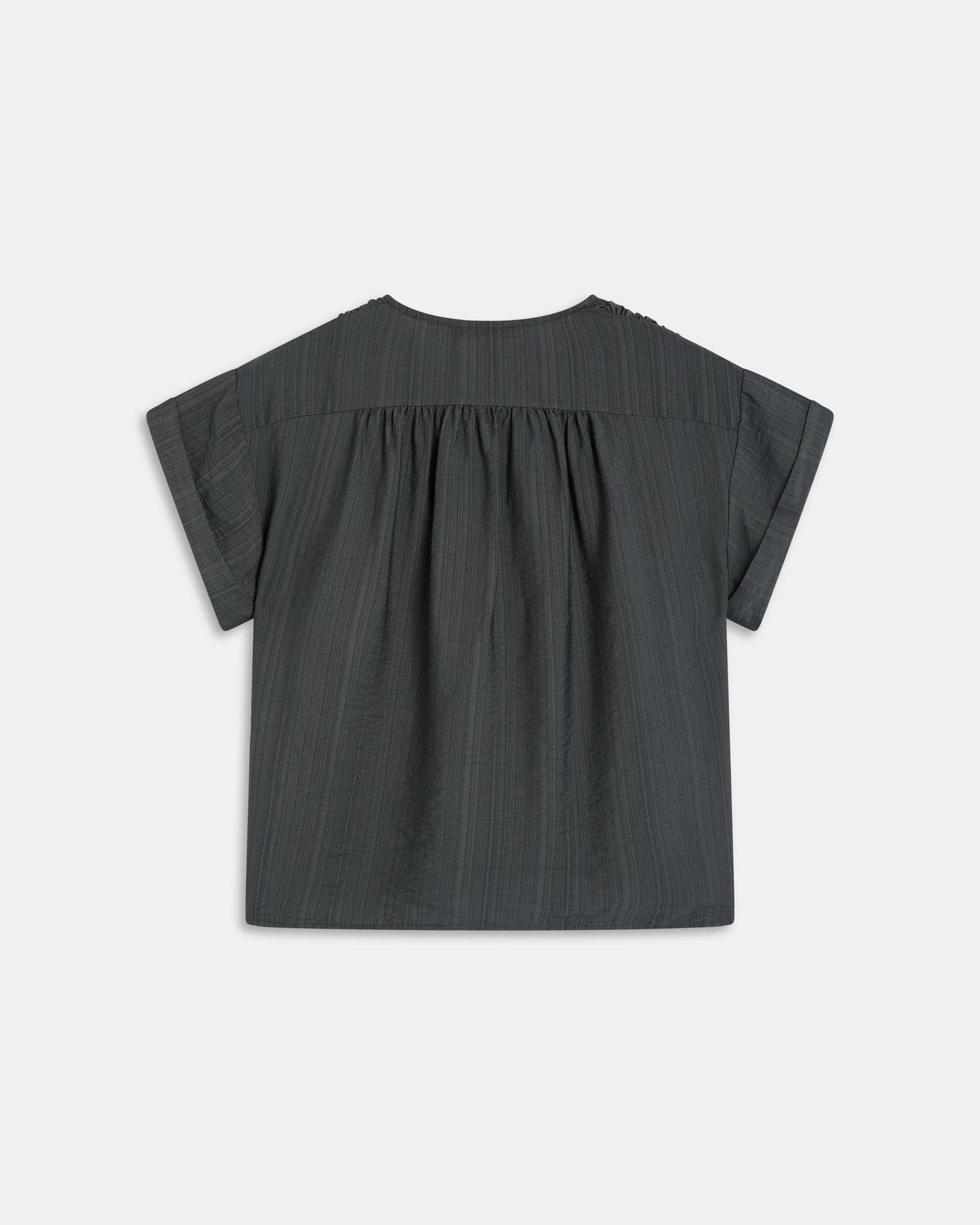 Blusa Fluida Escote Pico Botones Antracita