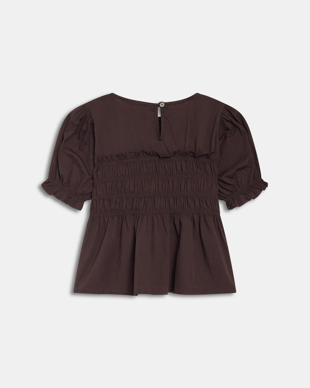 Puff Sleeve Smocked Blouse Brown