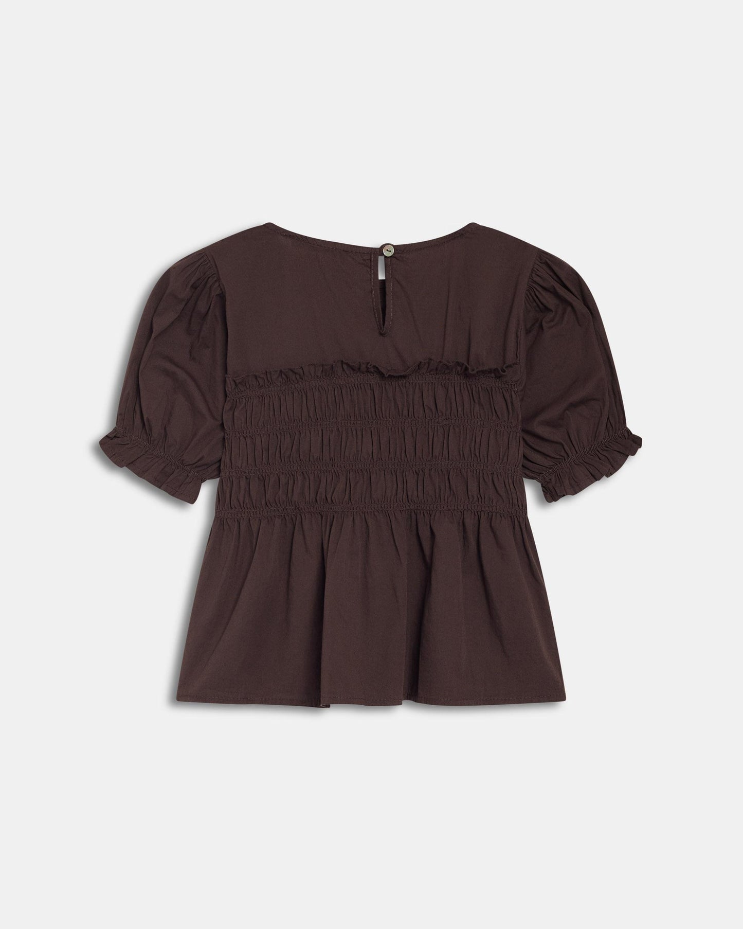 Puff Sleeve Smocked Blouse Brown