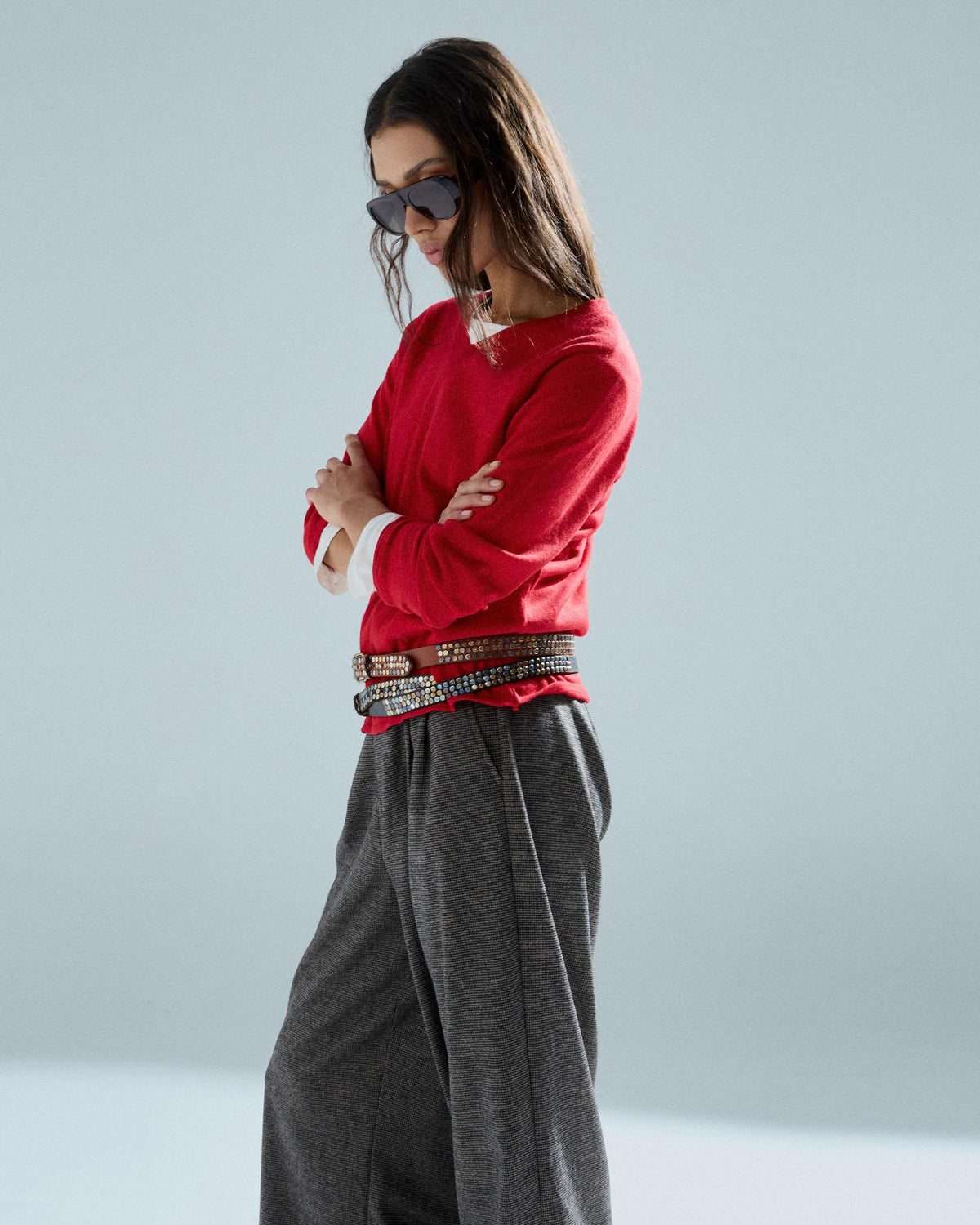 Jersey Básico Escote Pico Rojo