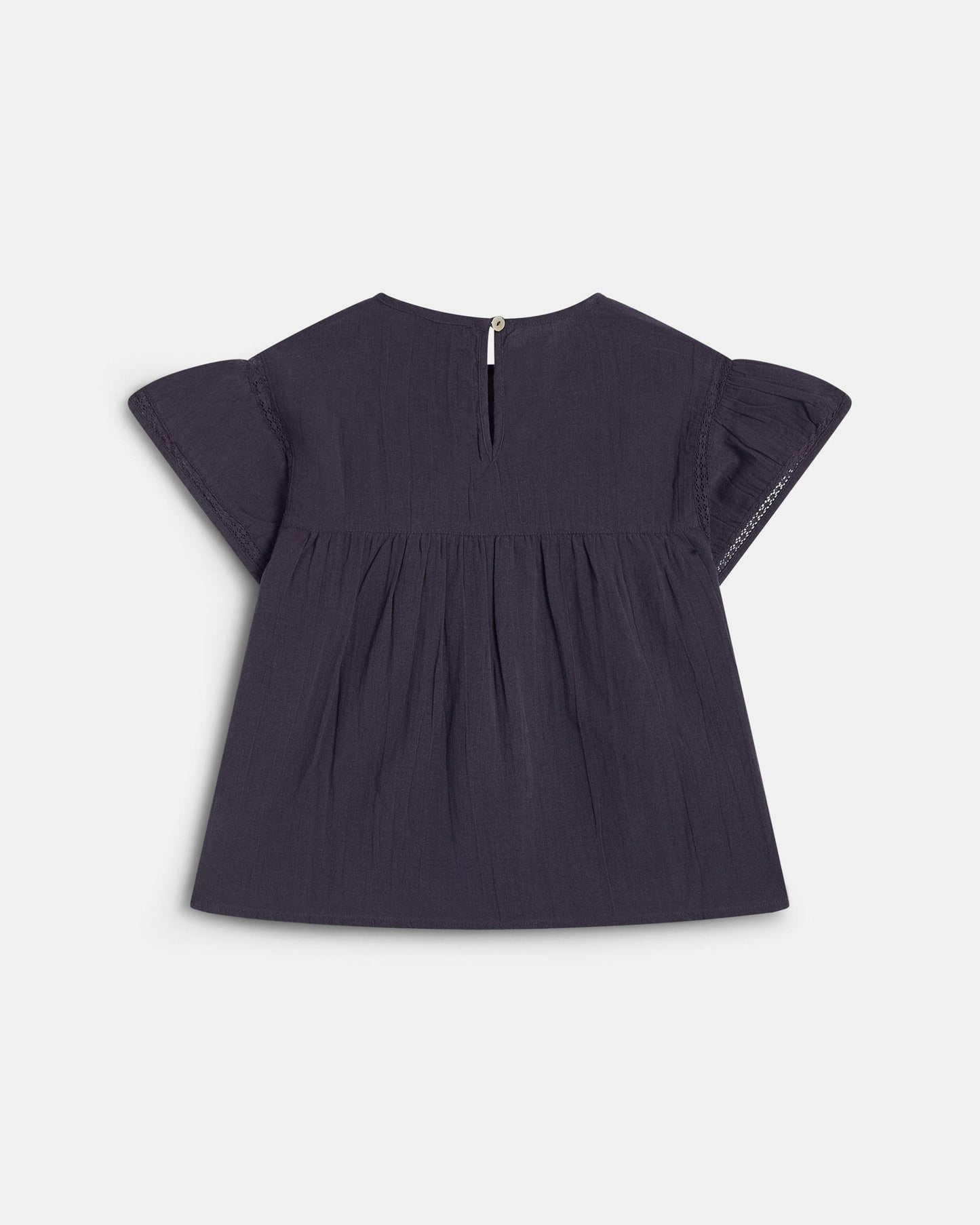 Blouse Manches Courtes Dentelle Avant Anthracite