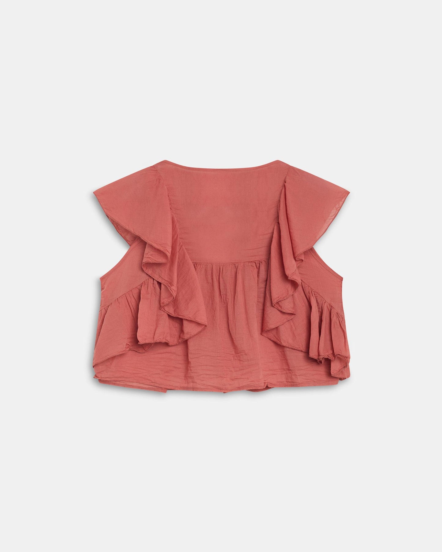Blusa Botones Volantes Teja