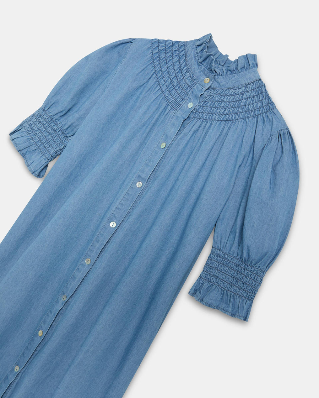 Vestido Manga Corta Tipo Denim Azul Jeans