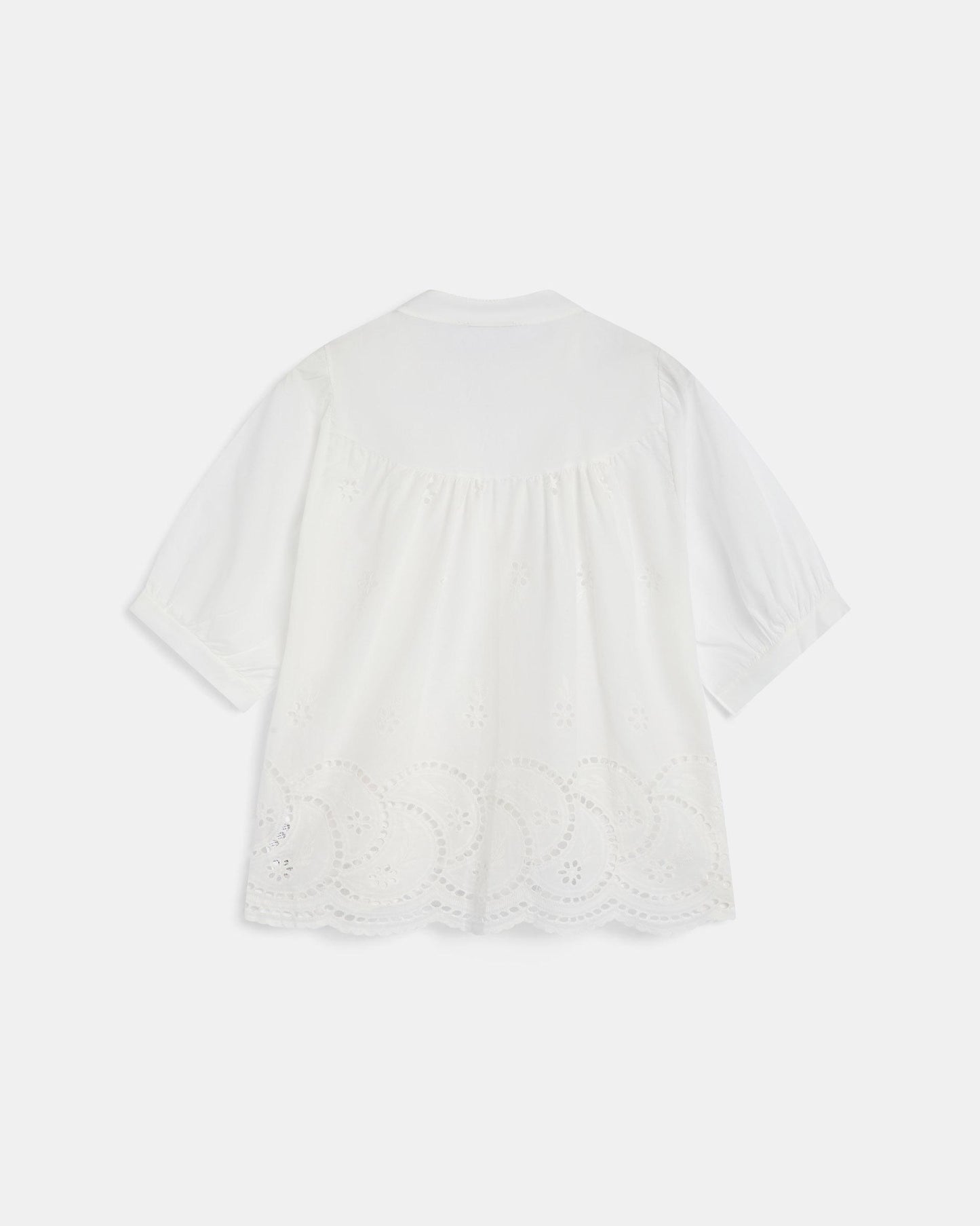 Blusa Manga Francesa Troquelados Blanca