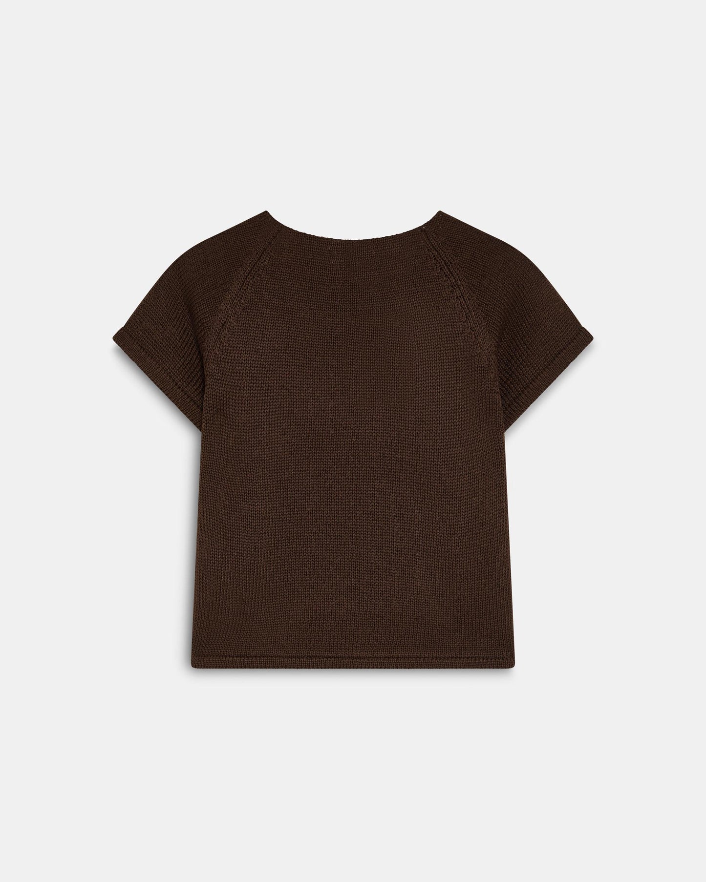 Brown Short Sleeve Knit Top