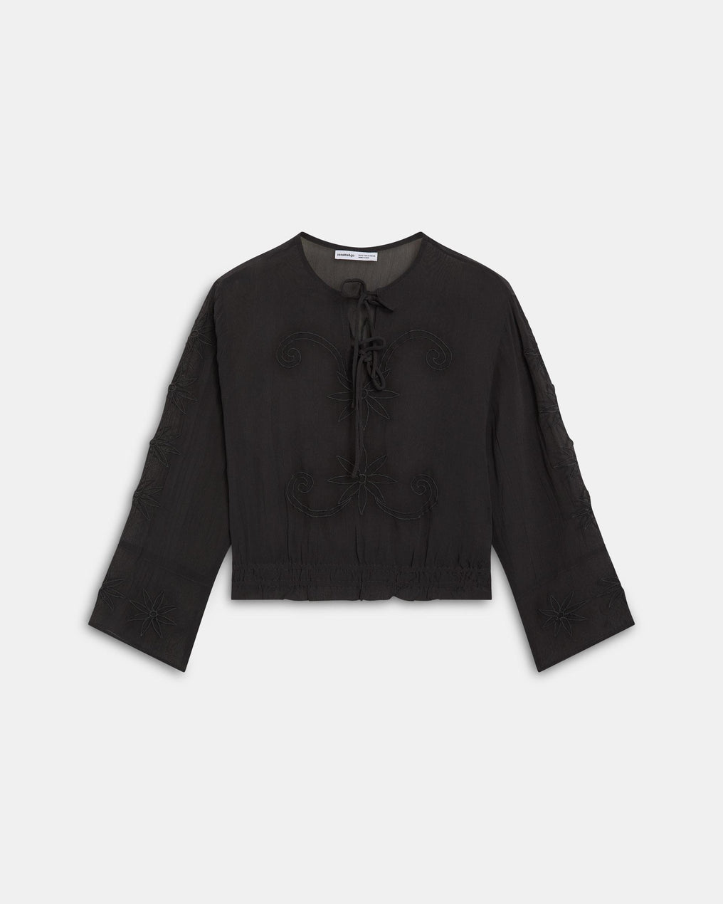 Anthracite Embroidered Blouse with Elasticated Hem