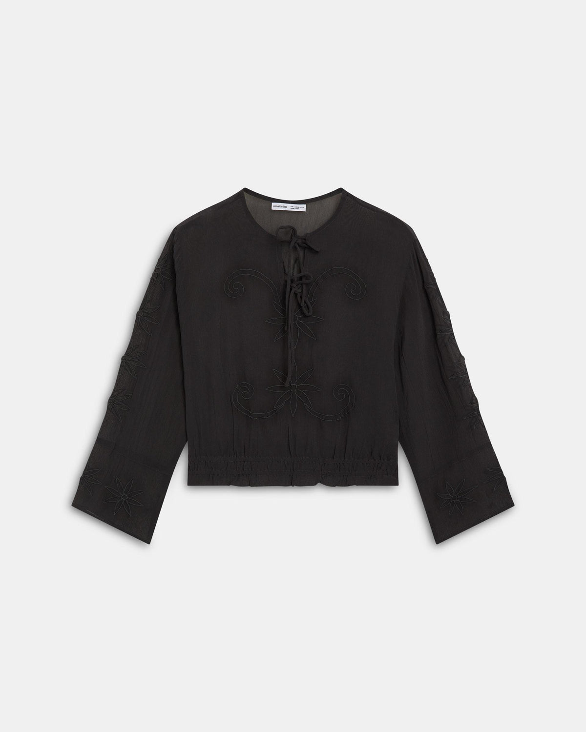 Anthracite Embroidered Blouse with Elasticated Hem